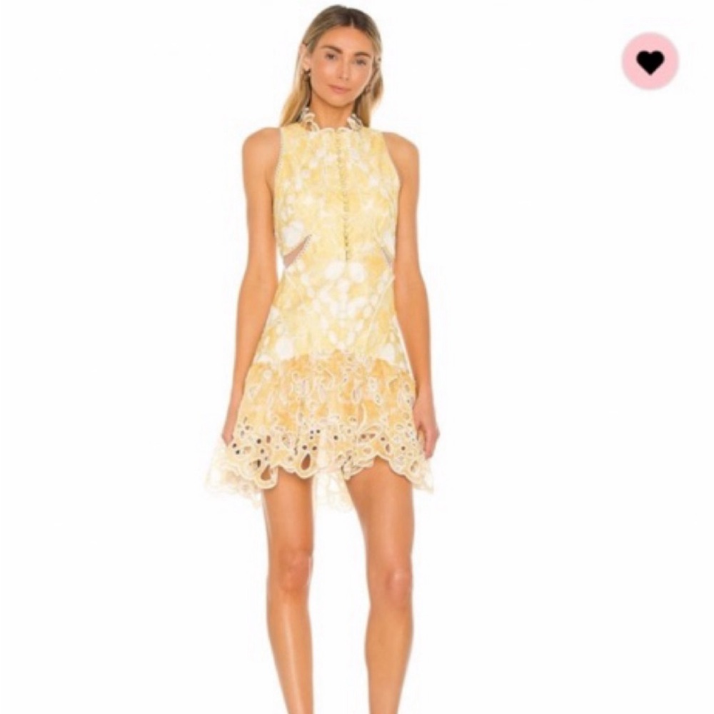REVOLVE Yellow and White Mini Dress